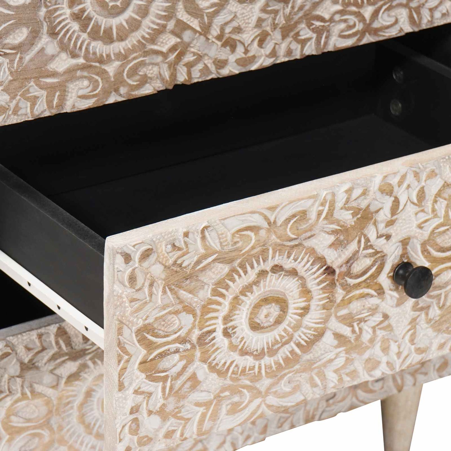 vidaXL Bed cabinet with Drawer White 50 x 33 x 60 cm Solid Mango Wood