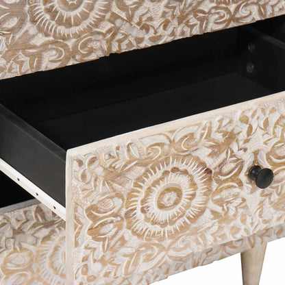 vidaXL Bed cabinet with Drawer White 50 x 33 x 60 cm Solid Mango Wood