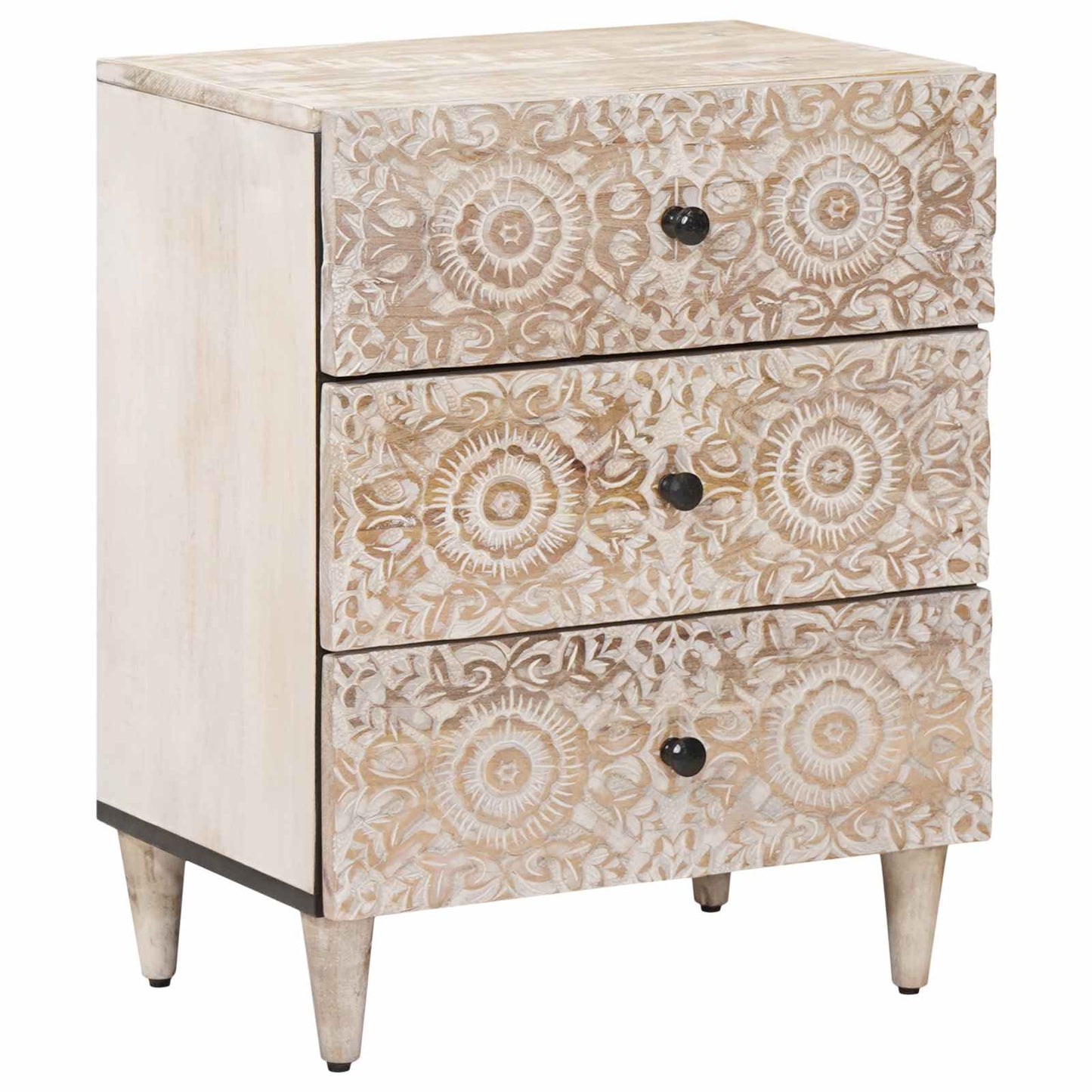vidaXL Bed cabinet with Drawer White 50 x 33 x 60 cm Solid Mango Wood