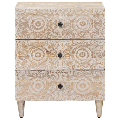 vidaXL Bed cabinet with Drawer White 50 x 33 x 60 cm Solid Mango Wood