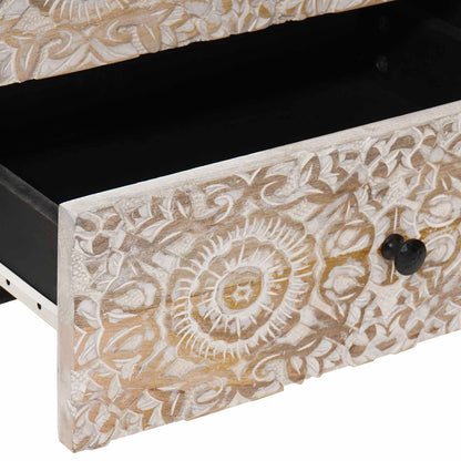 vidaXL Bed cabinet with Drawer White 50 x 33 x 60 cm Solid Mango Wood