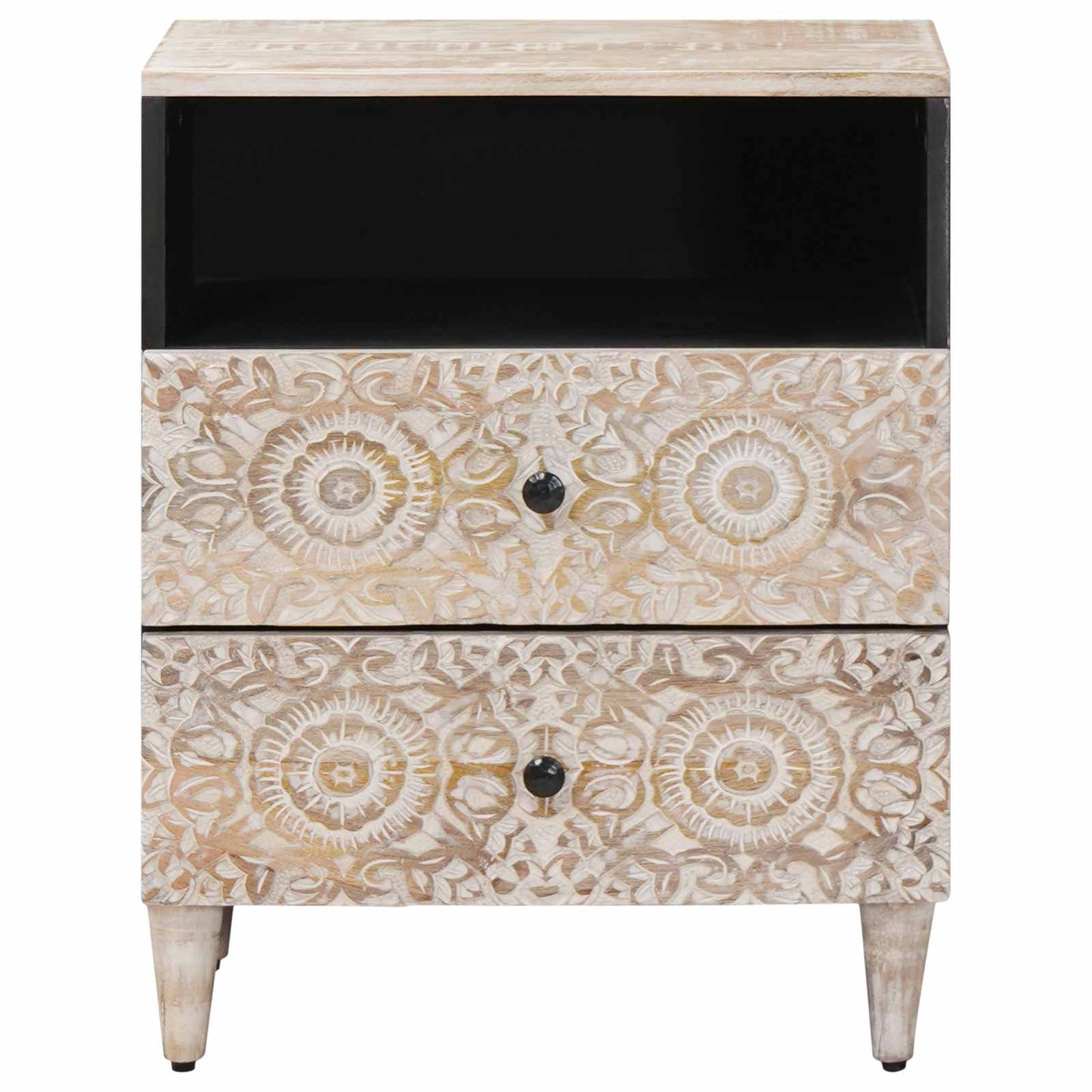 vidaXL Bed cabinet with Drawer White 50 x 33 x 60 cm Solid Mango Wood
