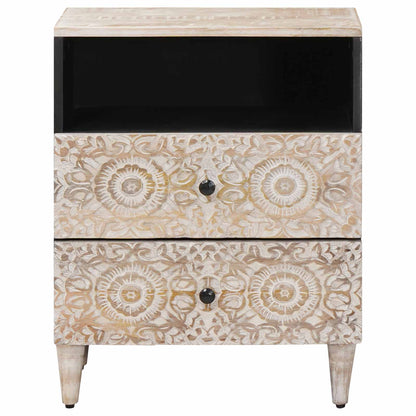 vidaXL Bed cabinet with Drawer White 50 x 33 x 60 cm Solid Mango Wood