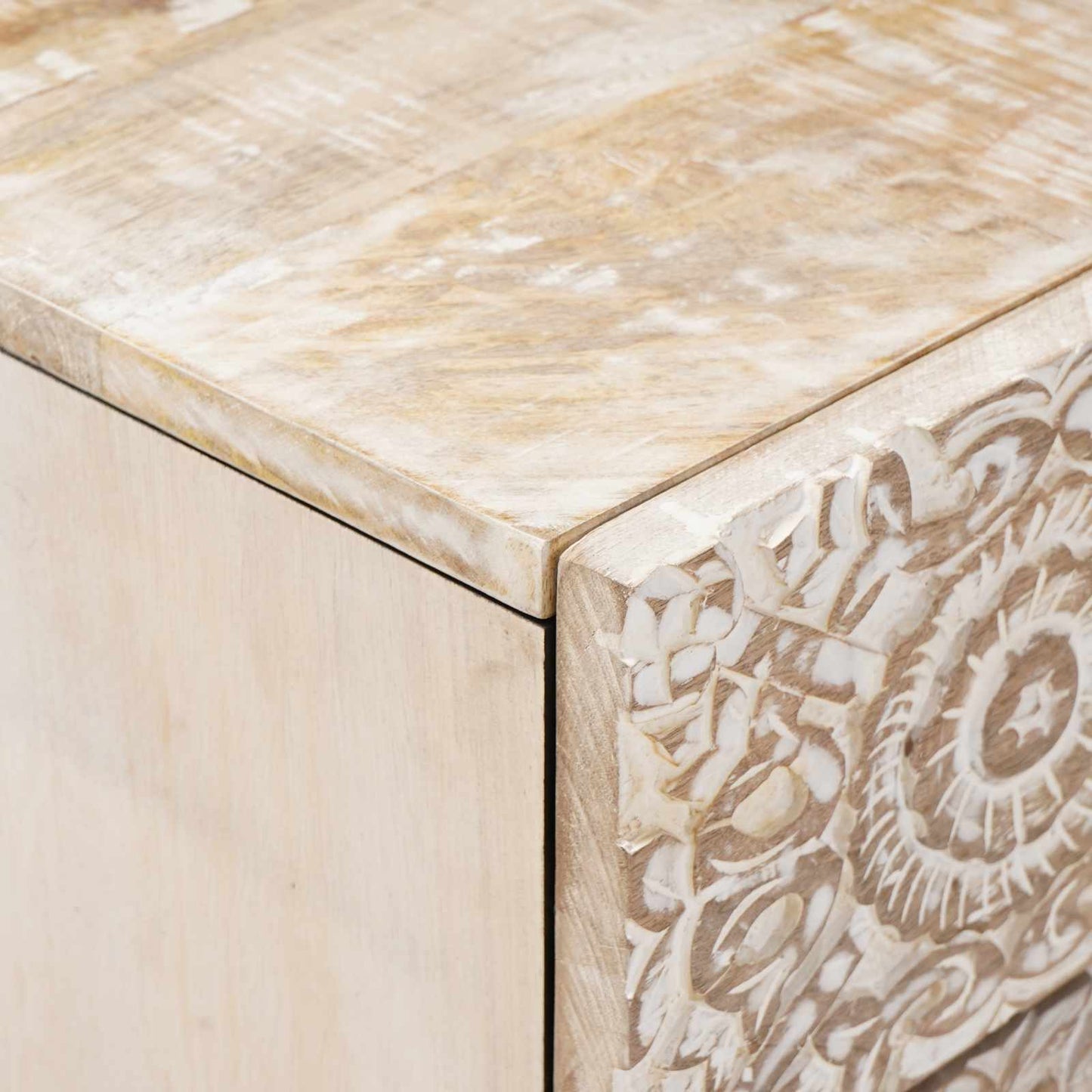 vidaXL Bed cabinet with Drawer White 50 x 33 x 60 cm Solid Mango Wood