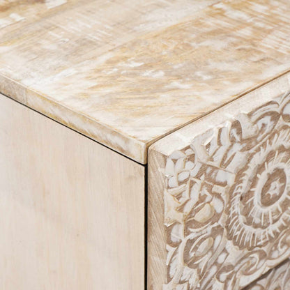 vidaXL Bed cabinet with Drawer White 50 x 33 x 60 cm Solid Mango Wood