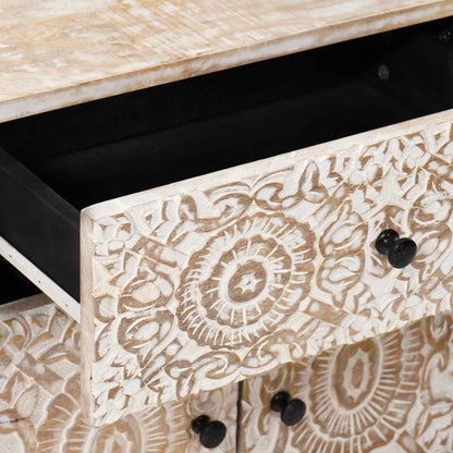 vidaXL Bed cabinet with Drawer White 50 x 33 x 60 cm Solid Mango Wood