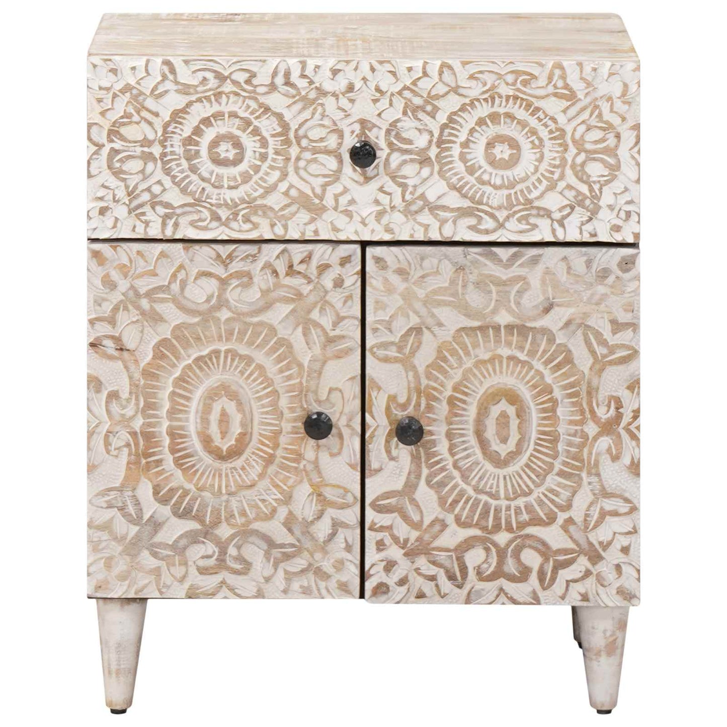 vidaXL Bed cabinet with Drawer White 50 x 33 x 60 cm Solid Mango Wood
