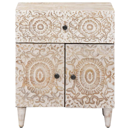 vidaXL Bed cabinet with Drawer White 50 x 33 x 60 cm Solid Mango Wood