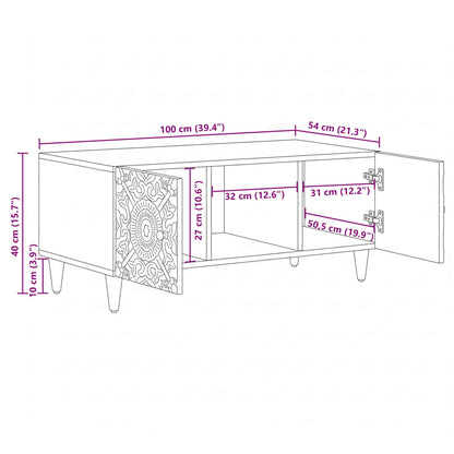 vidaXL Coffee Table White 100 x 54 x 40 cm Solid Mango Wood