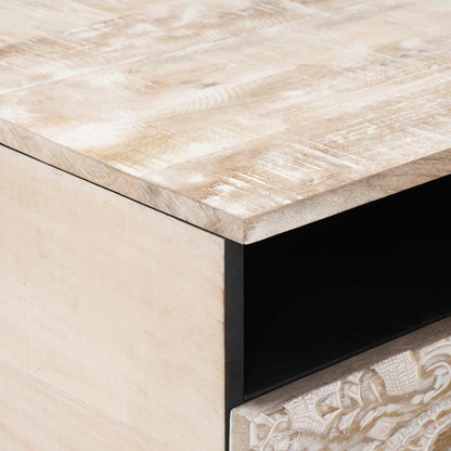 vidaXL Coffee Table with Drawer White 80 x 54 x 40 cm Solid Mango Wood