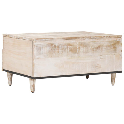 vidaXL Coffee Table with Drawer White 80 x 54 x 40 cm Solid Mango Wood