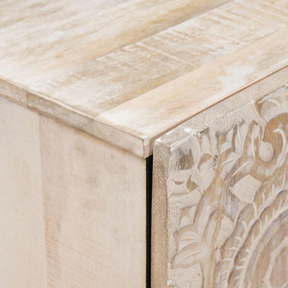 vidaXL TV Cabinet with Door White 105 x 33.5 x 46 cm Solid Mango Wood