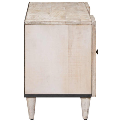 vidaXL TV Cabinet with Door White 105 x 33.5 x 46 cm Solid Mango Wood