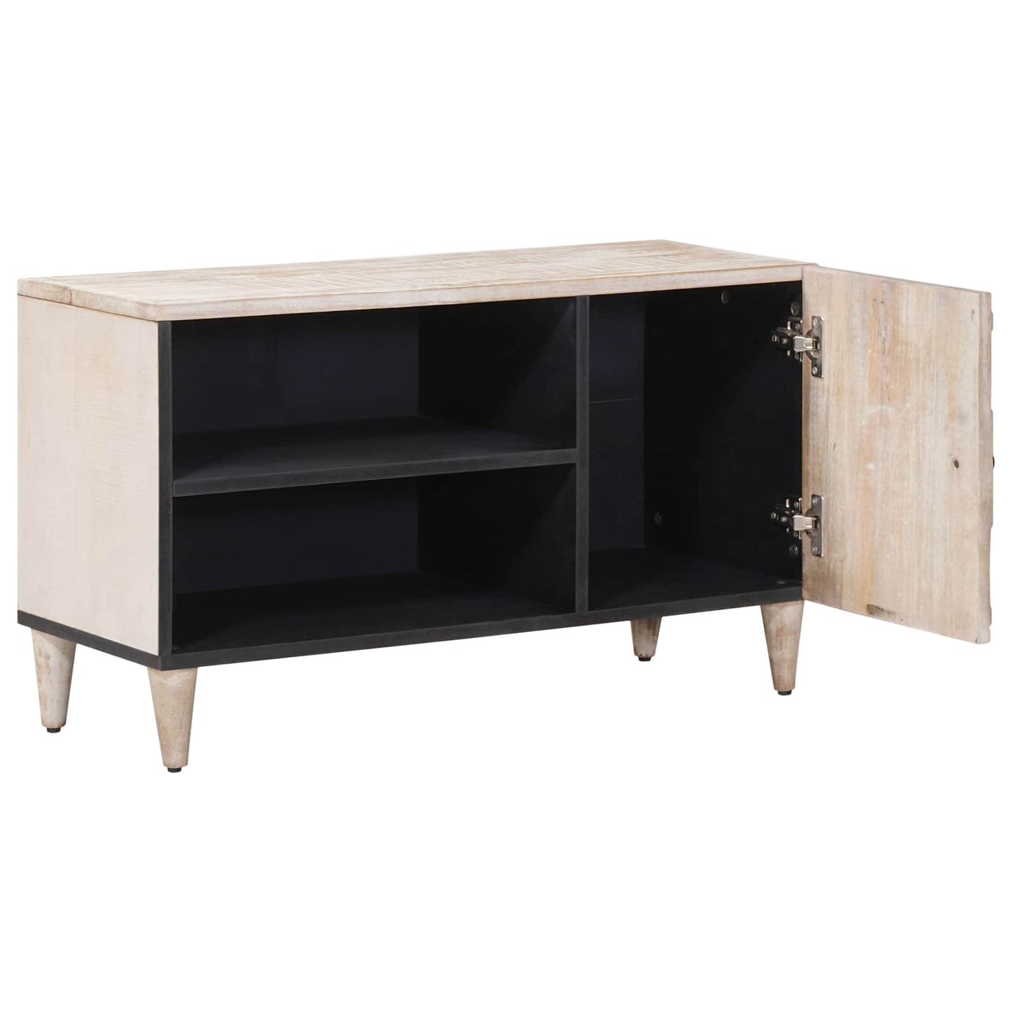 vidaXL TV Cabinet with Shelf White 80 x 31.5 x 46 cm Solid Mango Wood