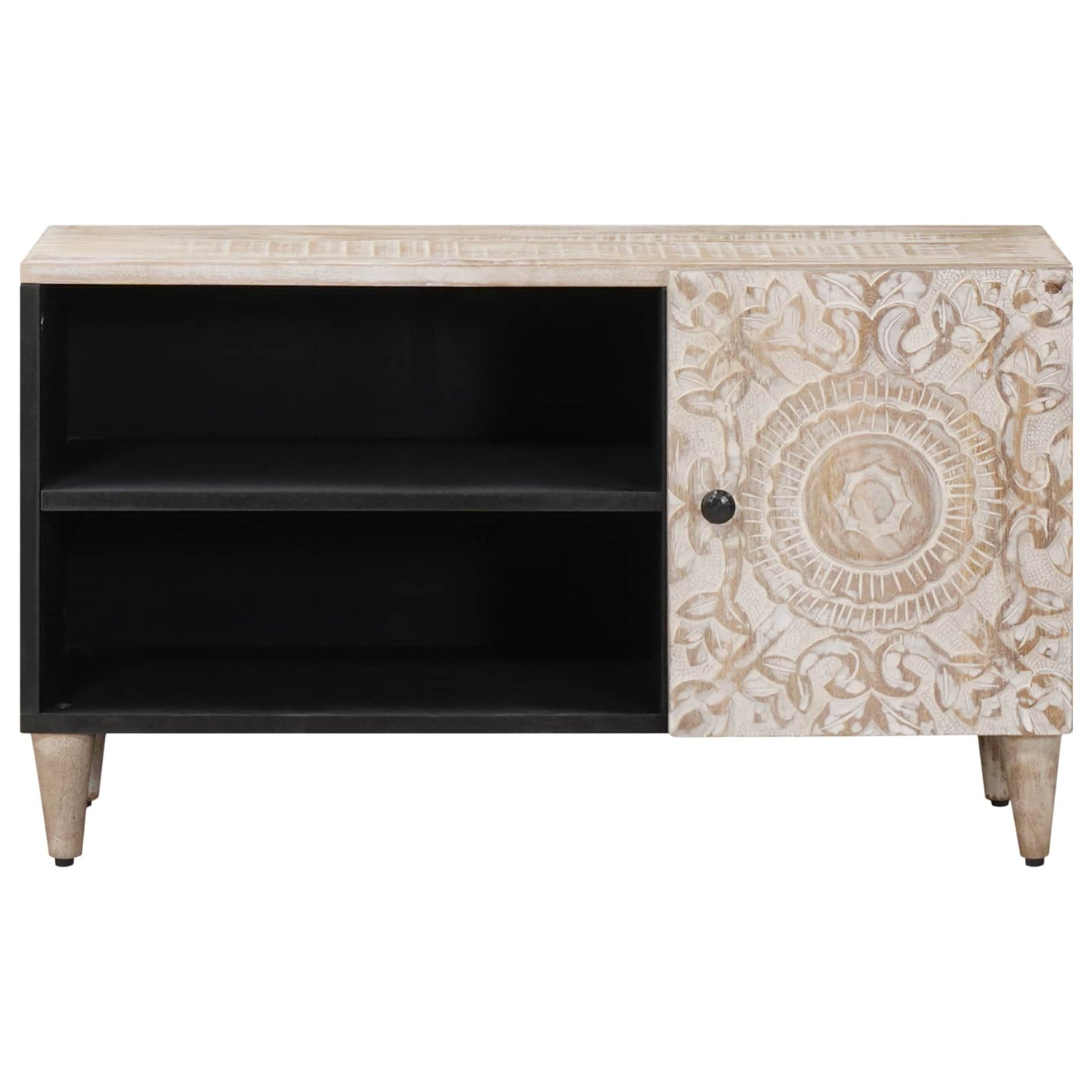 vidaXL TV Cabinet with Shelf White 80 x 31.5 x 46 cm Solid Mango Wood