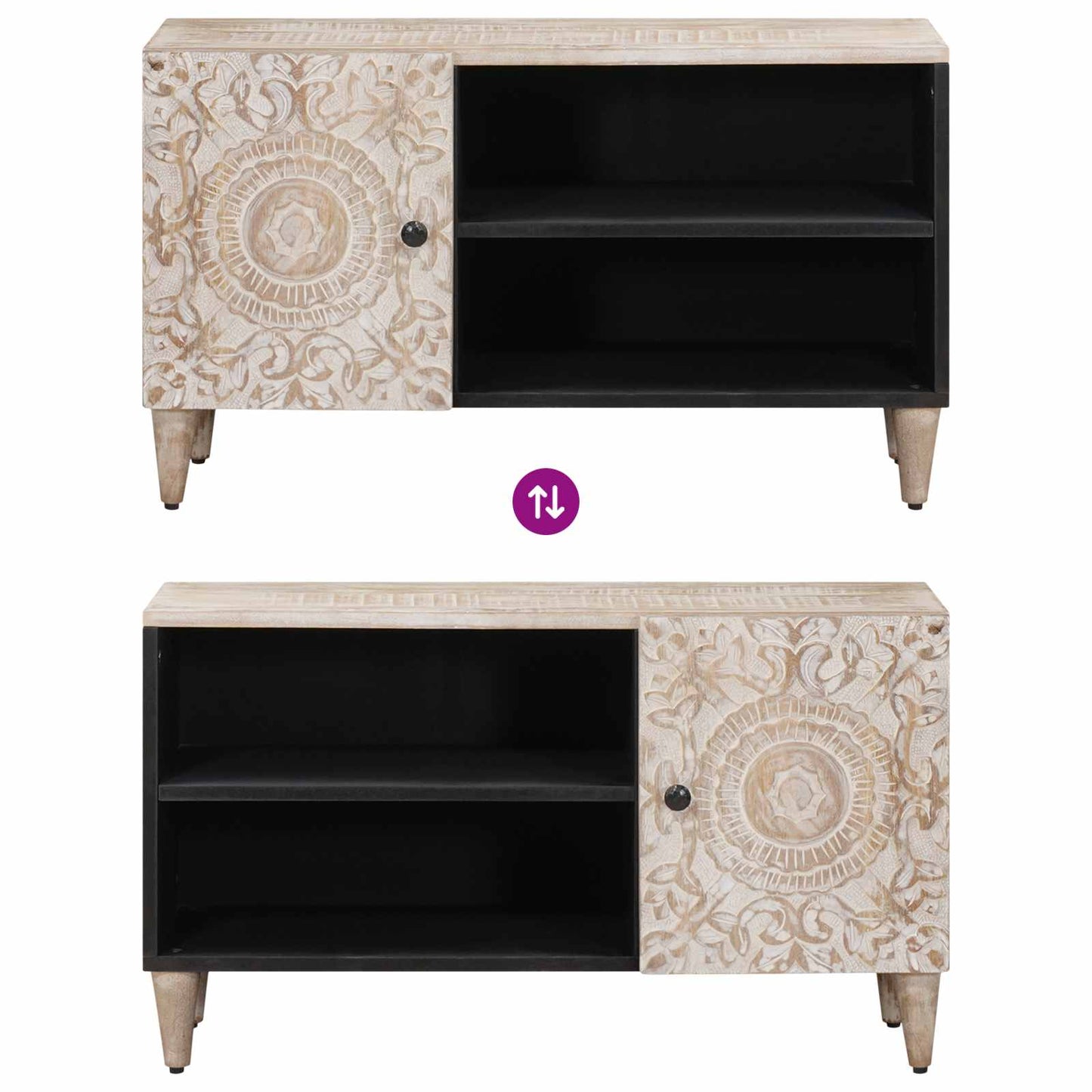 vidaXL TV Cabinet with Shelf White 80 x 31.5 x 46 cm Solid Mango Wood
