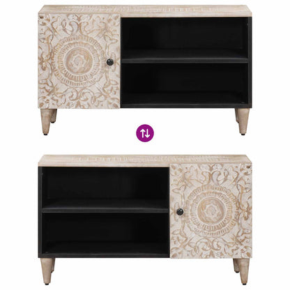 vidaXL TV Cabinet with Shelf White 80 x 31.5 x 46 cm Solid Mango Wood