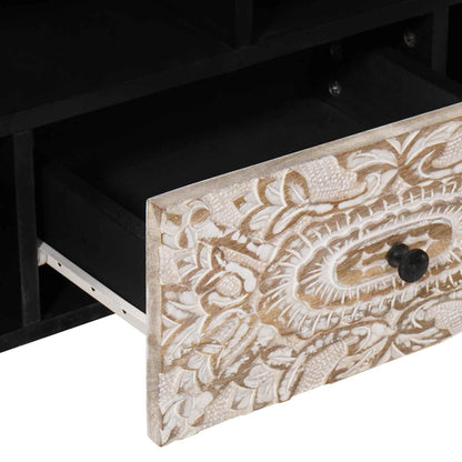vidaXL TV Cabinet with Shelf White 100 x 33.5 x 46 cm Solid Mango Wood