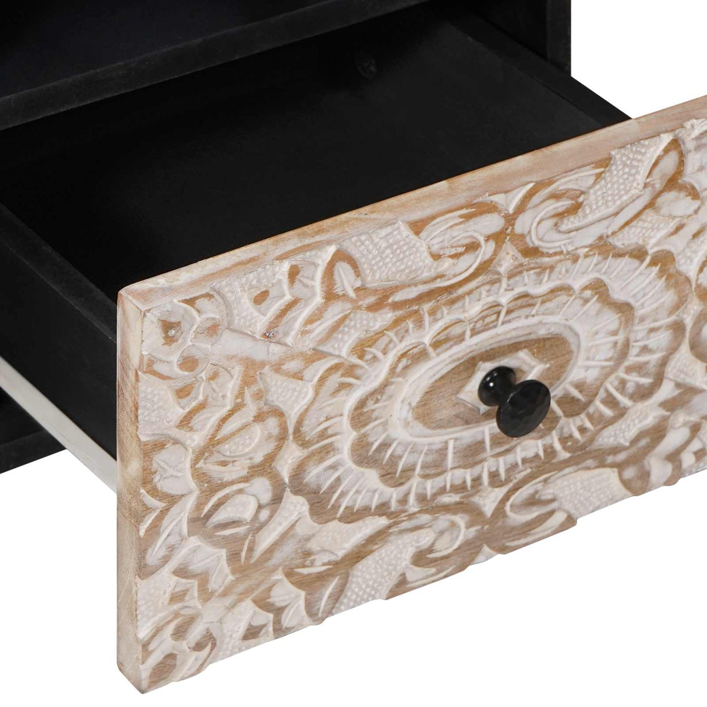 vidaXL TV Cabinet with Shelf White 100 x 33.5 x 46 cm Solid Mango Wood