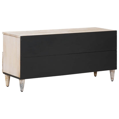 vidaXL TV Cabinet with Shelf White 100 x 33.5 x 46 cm Solid Mango Wood
