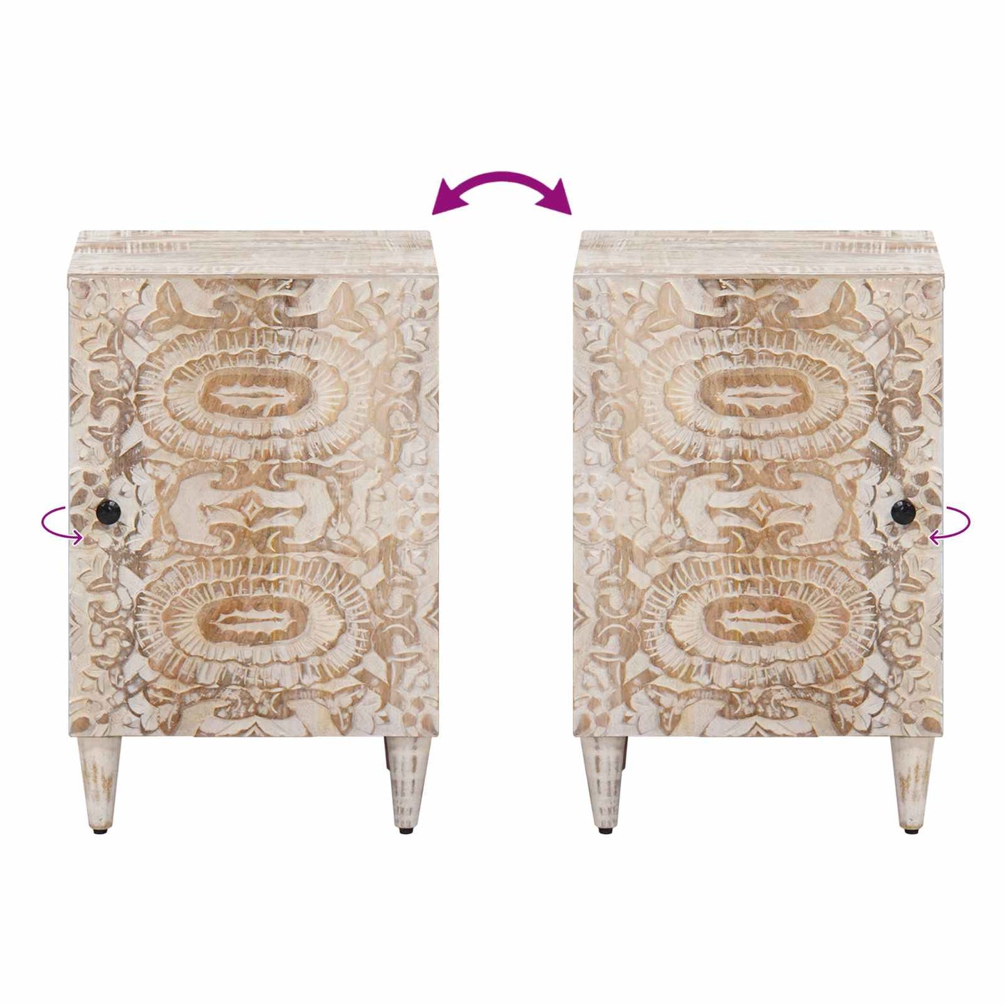 vidaXL Bathroom Cabinet White 38 x 33.5 x 58 cm Solid Mango Wood