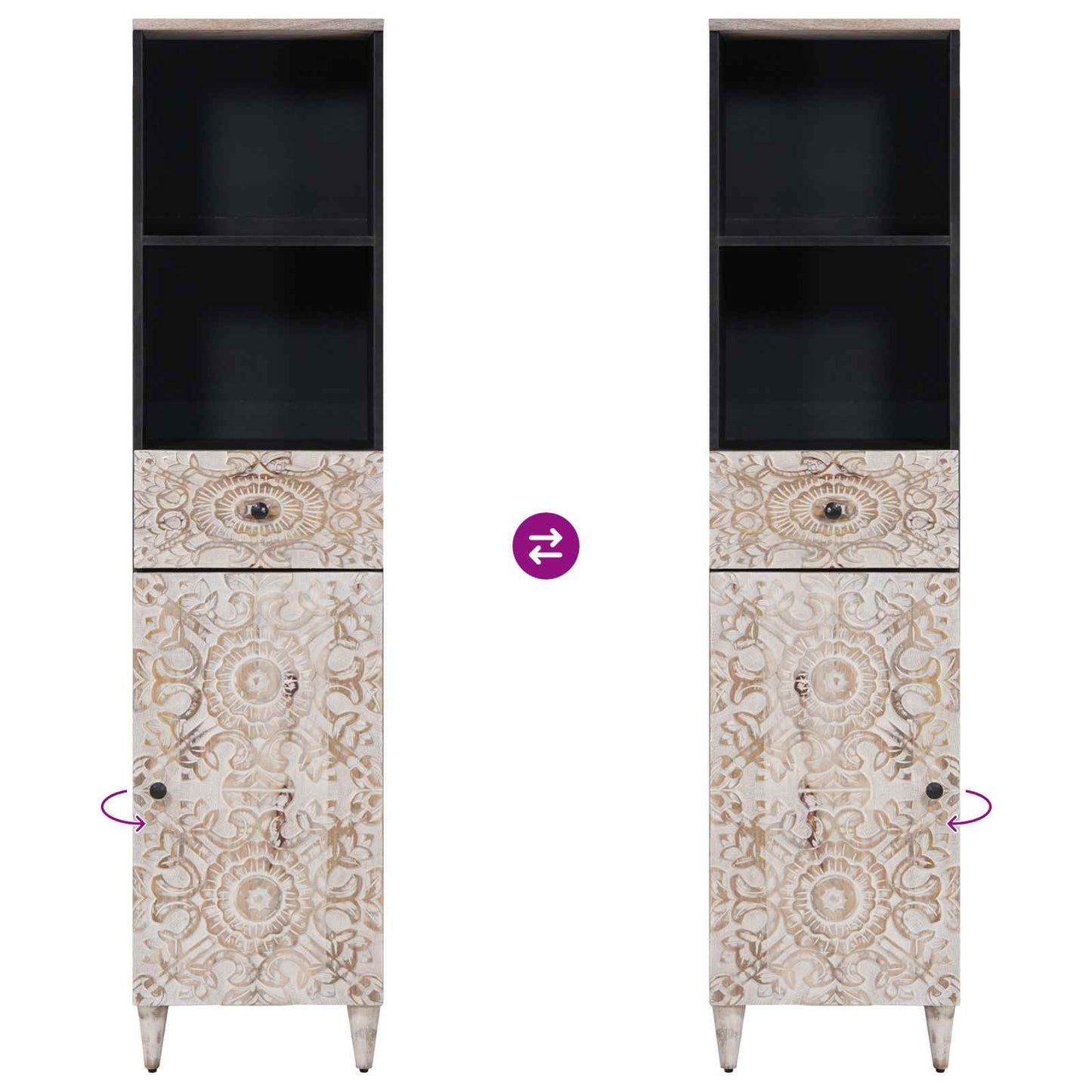 vidaXL Bathroom Cabinet White 38 x 33.5 x 160 cm Solid Mango Wood