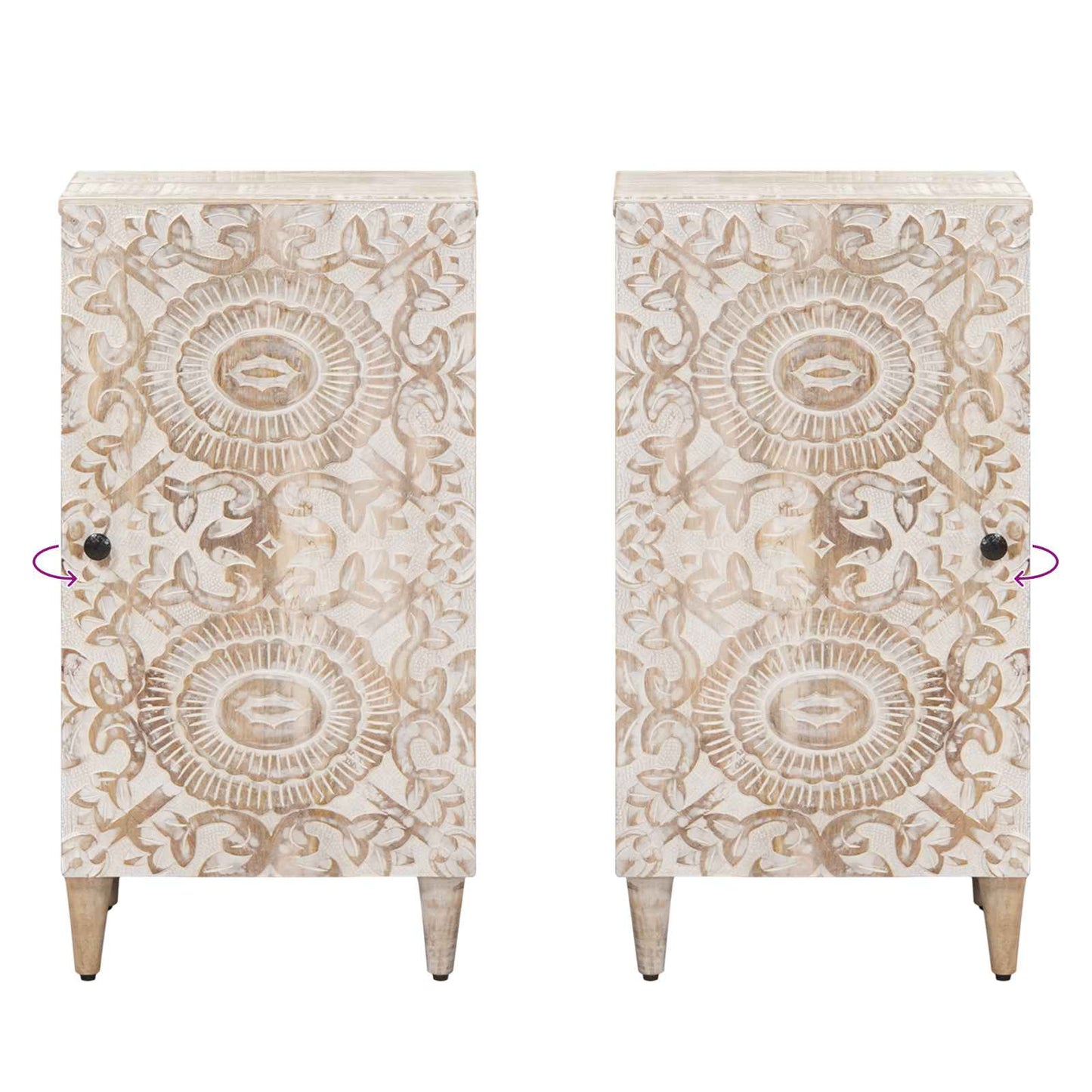 vidaXL Sideboard with Storage White 40 x 33.5 x 75 cm Solid Mango Wood