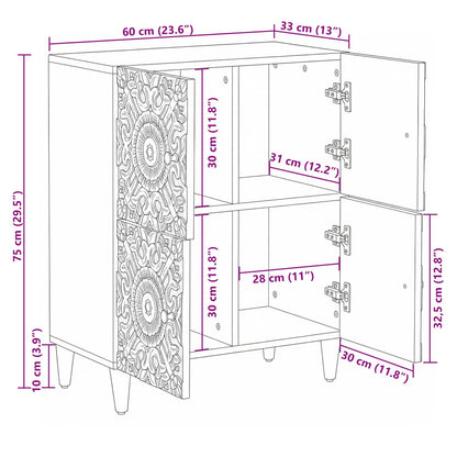 vidaXL Sideboard with Storage White 60 x 33.5 x 75 cm Solid Mango Wood