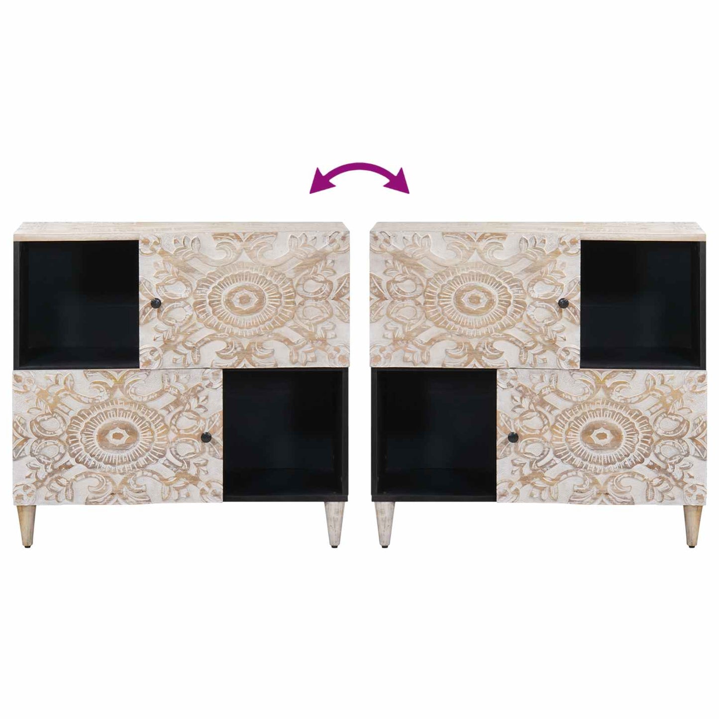 vidaXL Sideboard with Storage White 80 x 33.5 x 75 cm Solid Mango Wood