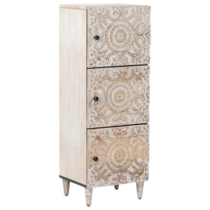 vidaXL High Board with Shelf White 40 x 33.5 x 110 cm Solid Mango Wood