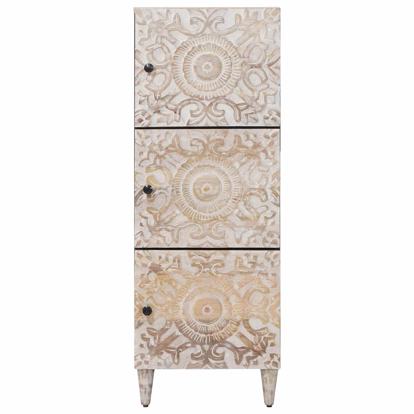 vidaXL High Board with Shelf White 40 x 33.5 x 110 cm Solid Mango Wood