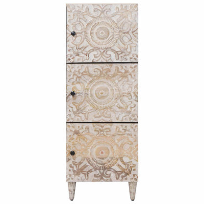 vidaXL High Board with Shelf White 40 x 33.5 x 110 cm Solid Mango Wood