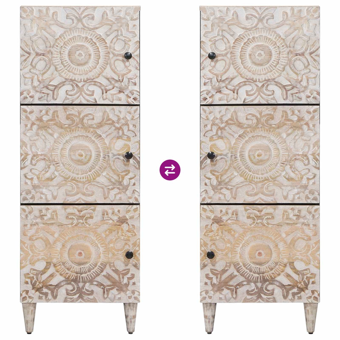 vidaXL High Board with Shelf White 40 x 33.5 x 110 cm Solid Mango Wood