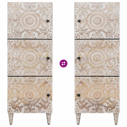 vidaXL High Board with Shelf White 40 x 33.5 x 110 cm Solid Mango Wood