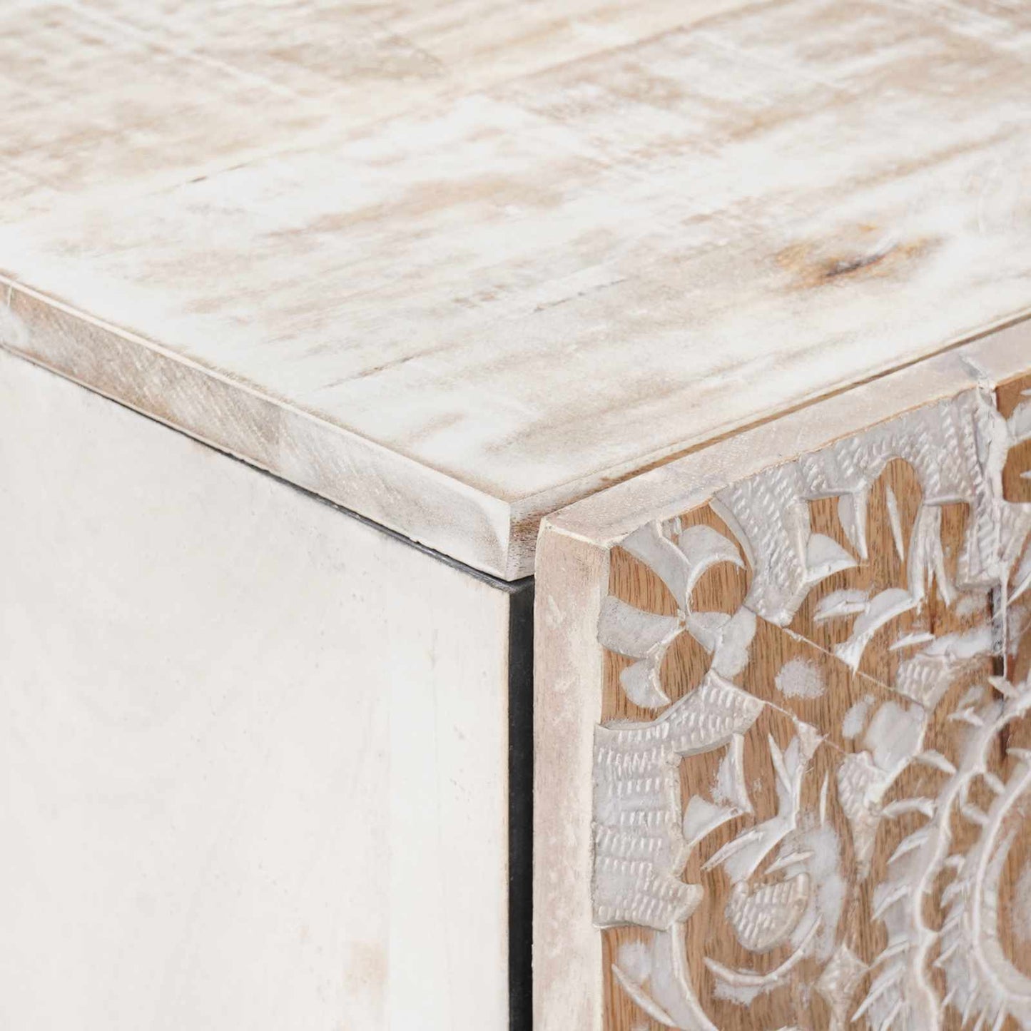 vidaXL High Board with Shelf White 60 x 33.5 x 100 cm Solid Mango Wood