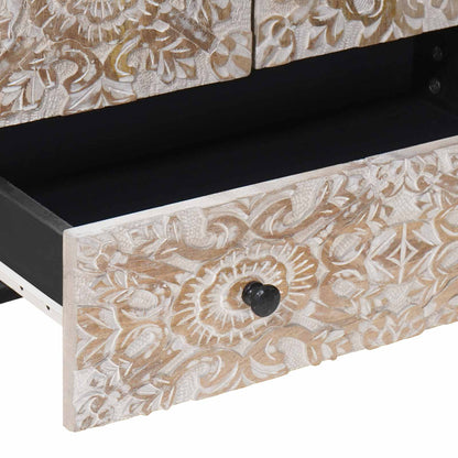 vidaXL High Board with Shelf White 60 x 33.5 x 100 cm Solid Mango Wood