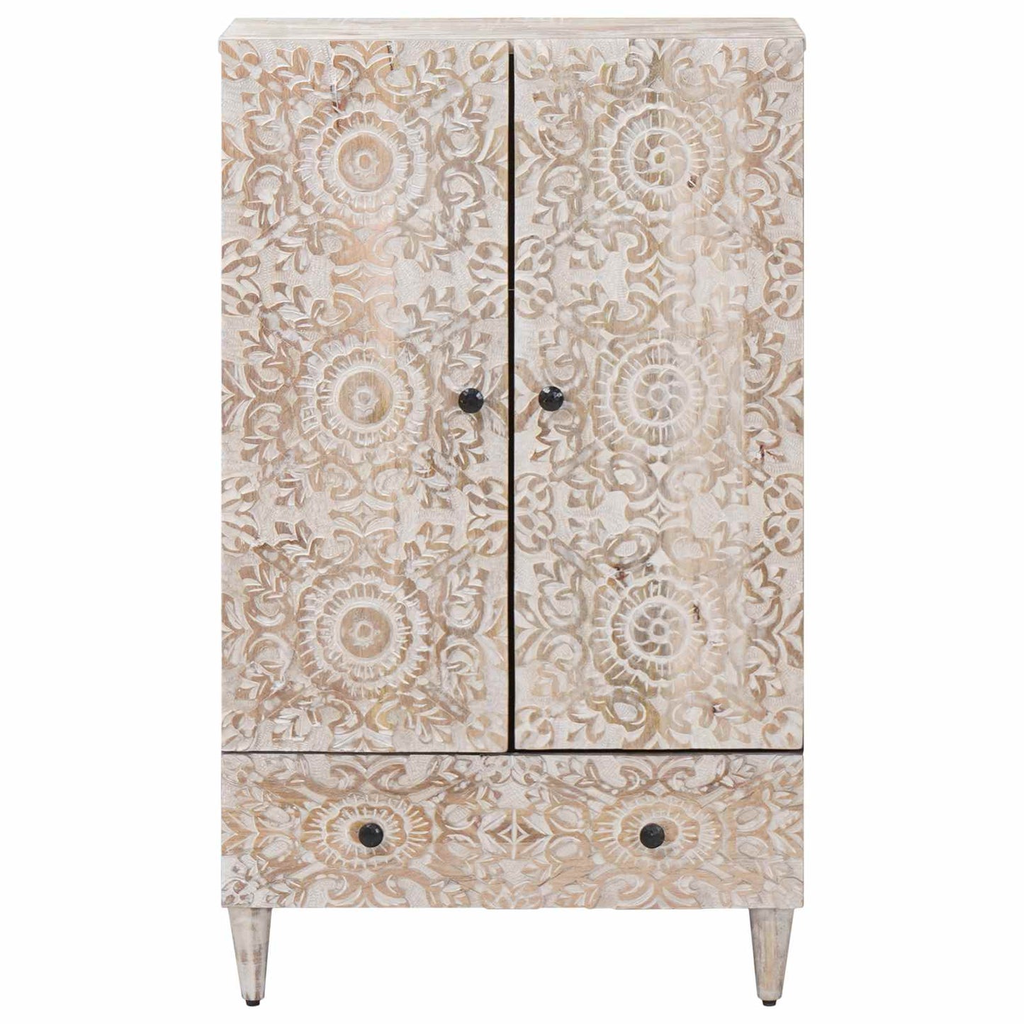 vidaXL High Board with Shelf White 60 x 33.5 x 100 cm Solid Mango Wood