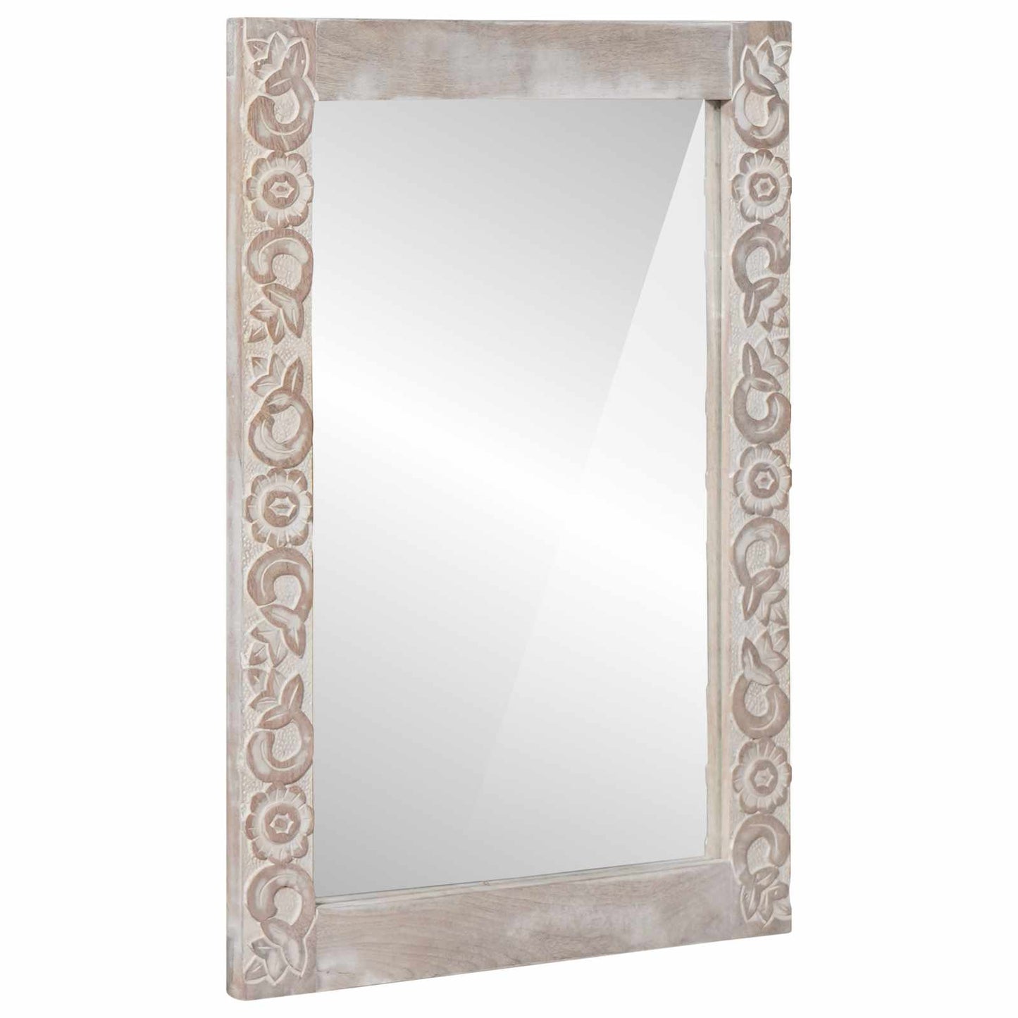 vidaXL Wall Mirror Rectangular White 70 x 50 cm Solid Mango Wood