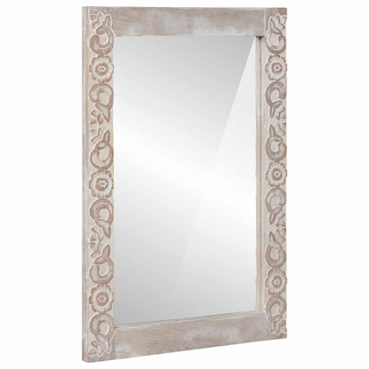 vidaXL Wall Mirror Rectangular White 70 x 50 cm Solid Mango Wood