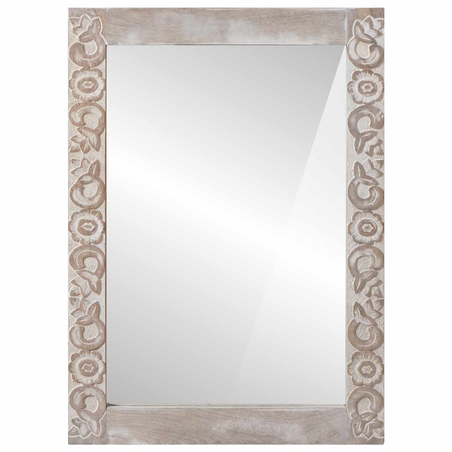 vidaXL Wall Mirror Rectangular White 70 x 50 cm Solid Mango Wood