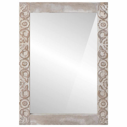 vidaXL Wall Mirror Rectangular White 70 x 50 cm Solid Mango Wood