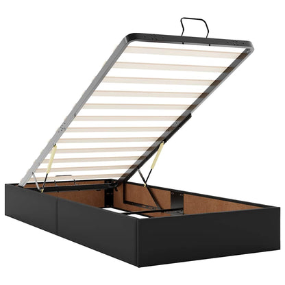 vidaXL Ottoman Bed Frame without Mattress Black Single Faux Leather