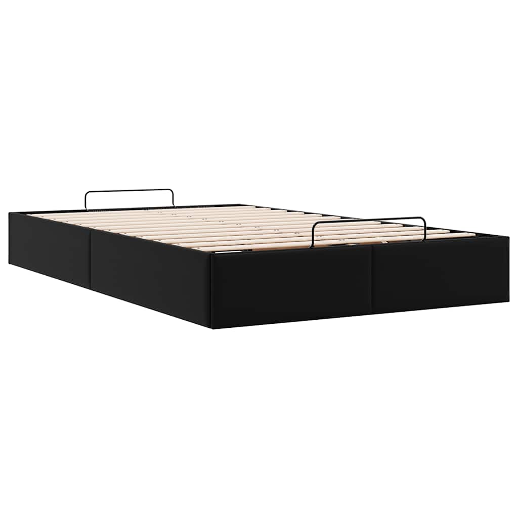 vidaXL Ottoman Bed Frame without Mattress Black Double Faux Leather