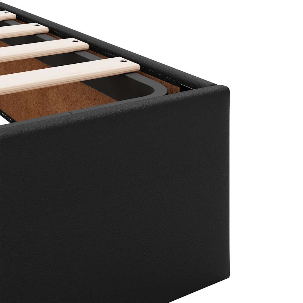 vidaXL Ottoman Bed Frame without Mattress Black Double Faux Leather