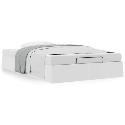 vidaXL Ottoman Bed Frame without Mattress White Double Faux Leather
