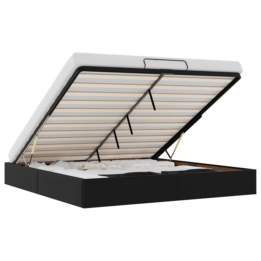 vidaXL Ottoman Bed Frame without Mattress Black Super King Faux Leather