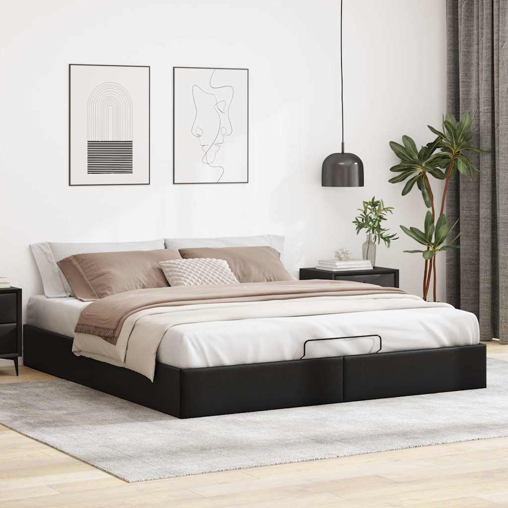 vidaXL Ottoman Bed Frame without Mattress Black