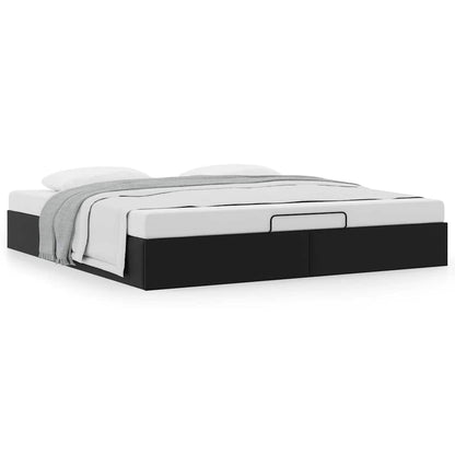 vidaXL Ottoman Bed Frame without Mattress Black Super King Faux Leather
