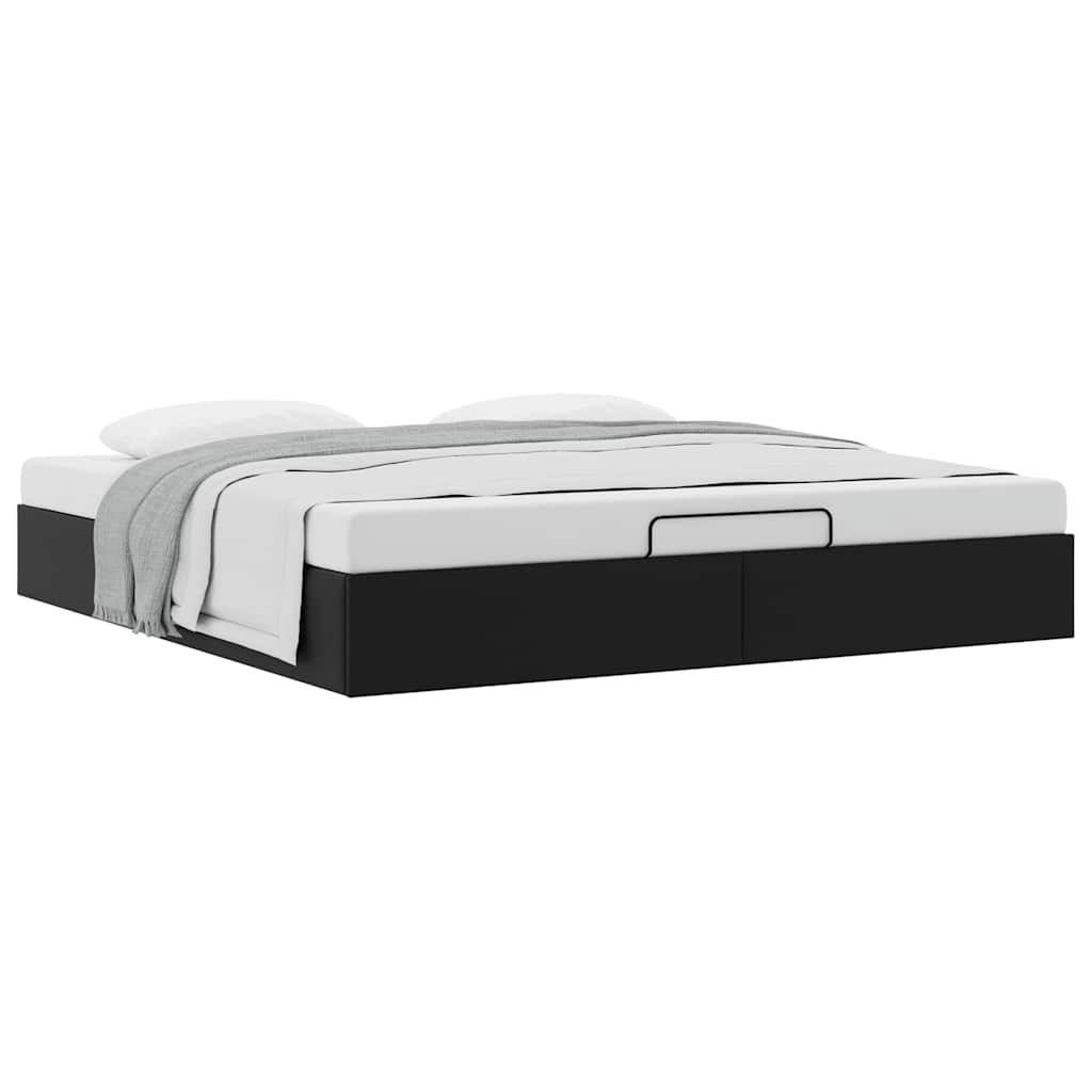 vidaXL Ottoman Bed Frame without Mattress Black Super King Faux Leather