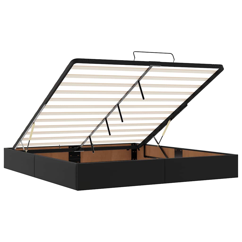 vidaXL Ottoman Bed Frame without Mattress Black Super King Faux Leather